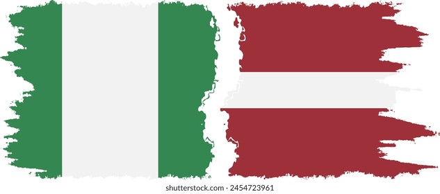 Latvia and Nigeria   grunge flags connection, vector