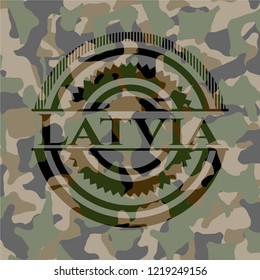 Latvia on camouflage texture