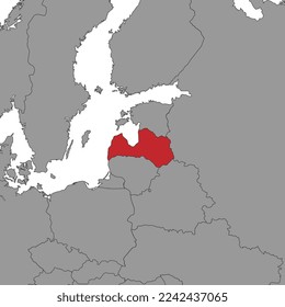 Latvia on world map. Vector illustration.