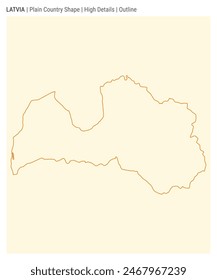 Latvia plain country map. High Details. Outline style. Shape of Latvia. Vector illustration.