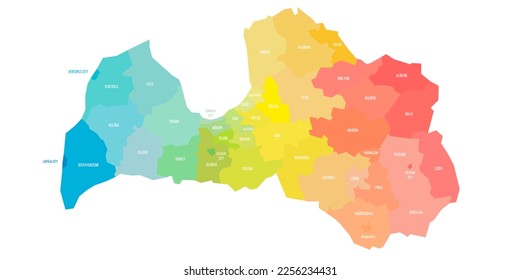 Latvia political map of administrative divisions