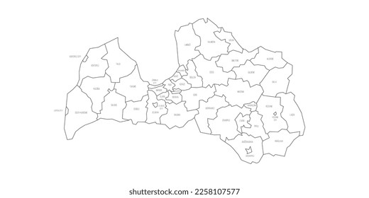 Latvia political map of administrative divisions