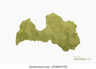 Latvia polygon map vector illustration in low poly geometric style, soft pastel colors with Olive green, clean silhouette on solid background, ideal for infographic.