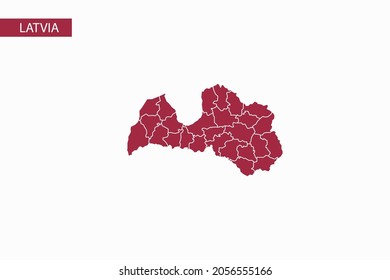 Latvia red map detailed vector.
