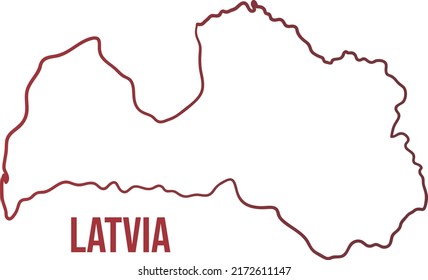 Mapa lineal de tonos rojos de Letonia