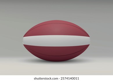 Latvia rugby ball featuring the national flag design on a gray background