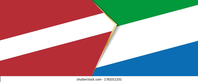 Latvia and Sierra Leone flags, two vector flags symbol of relationship or confrontation.
