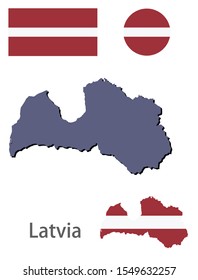 Latvia silhouette and flag vector illustration