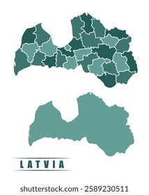 Latvia simple flat political map with states border