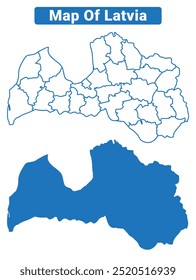 Letônia mapa vetor simples e conjunto de ilustração estilo contorno