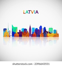 Latvia skyline silhouette in colorful geometric style. Symbol for your design. Vector illustration.