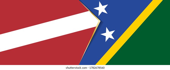 Latvia and Solomon Islands flags, two vector flags symbol of relationship or confrontation.