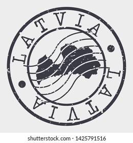 Latvia Stamp Postal. Map Silhouette Seal. Passport Round Design. Vector Icon. Design Retro Travel.