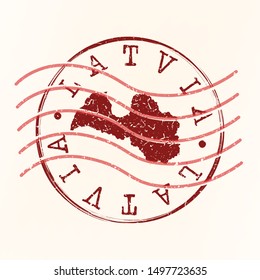 Latvia Stamp Postal. Map Silhouette Seal. Passport Round Design. Vector Icon. Design Retro Travel.