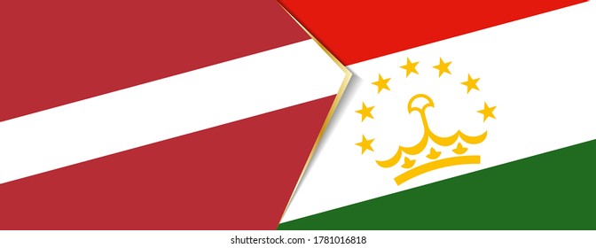 Latvia and Tajikistan flags, two vector flags symbol of relationship or confrontation.