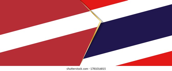 Latvia and Thailand flags, two vector flags symbol of relationship or confrontation.