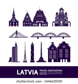 Latvia travel destination grand vector illustration.