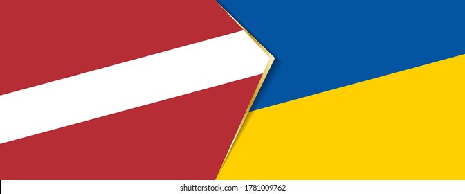 Latvia and Ukraine flags, two vector flags symbol of relationship or confrontation.