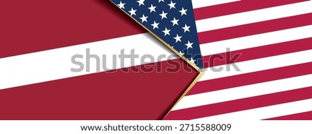 Latvia and United States flags overlapping abstract background international relations concept