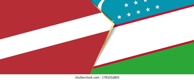 Banderas de Letonia y Uzbekistán, dos banderas vectoriales símbolo de relación o enfrentamiento.