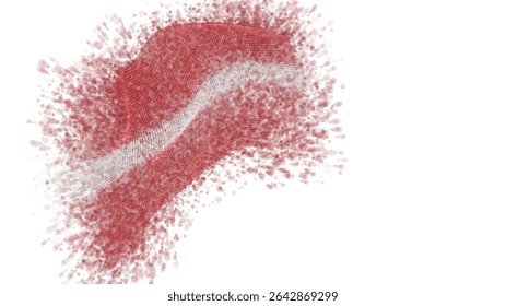 Latvia, vector 3d flag with a splash of paint dots, explosion of colored dots