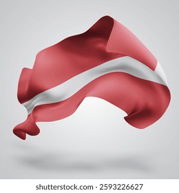 Latvia, vector 3d flag with waves on a white background