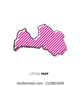 Latvia vector country map. Map outline with dots.
