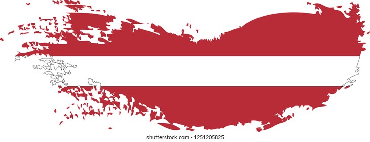 Latvia vector grunge brush stroke with  national flag and contour map. 