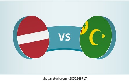 Latvia versus Cocos Islands, team sports competition concept. Round flag of countries.