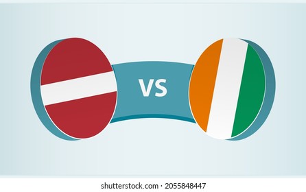 Latvia versus Ivory Coast, team sports competition concept. Round flag of countries.