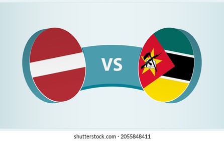 Latvia versus Mozambique, team sports competition concept. Round flag of countries.