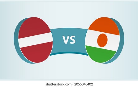 Latvia versus Niger, team sports competition concept. Round flag of countries.