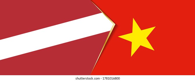 Latvia and Vietnam flags, two vector flags symbol of relationship or confrontation.