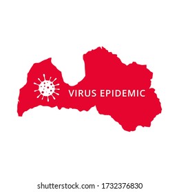 Latvia Virus Epidemic country of Europe, European map illustration, vector isolated on white background