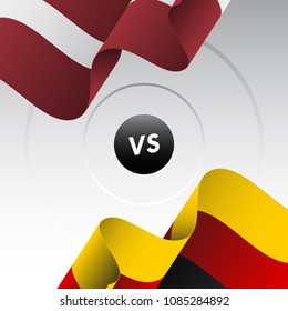 Latvia vs Germany. Ice hockey championship 2018. Vector illustration.