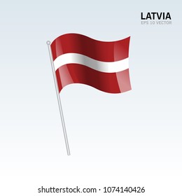 Latvia waving flag isolated on gray background