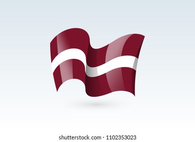 Latvia waving flag vector icon, national symbol. Flag of Latvia, fluttered in the wind - vector illustration isolated on white background.