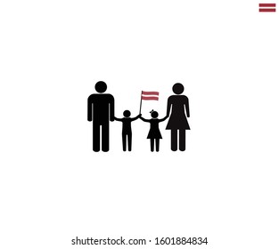 Latvian family with Republic of Latvia national flag, we love latvia concept, sign symbol background, vector illustration.