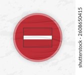 Latvian Flag in a Circular Emblem Design, Abstract Round Sticker Illustration. This high-quality vector graphic is perfect for use in patriotic designs, international events, sport competitions.