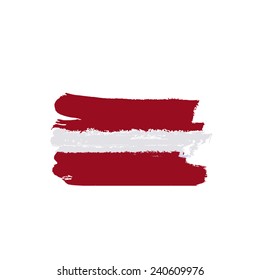 Latvian flag painted by brush hand paints. Art flag. Abstract background symbolizes the country's patriotism and pride to the country. 