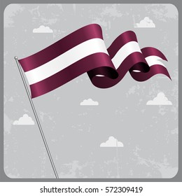 Latvian flag wavy abstract background. Vector illustration.