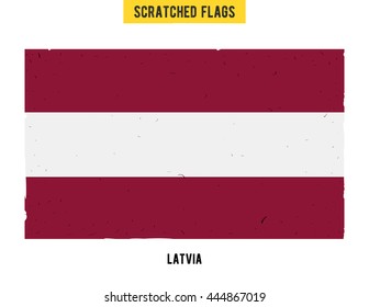 Latvian grunge flag with little scratches on surface. A hand drawn scratched flag of Latvia with a easy grunge texture. Vector modern flat design.