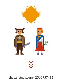 Latvian heroes pixelated art folklore