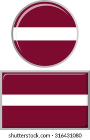 Latvian round and square icon flag. Vector illustration Eps 8.
