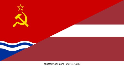 latvian socialist republic and latvia flags. vector illustration

