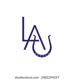 LAU initial lettermark with the letter U is in the horse hoof shoes in modern and minimalist style