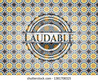 Laudable arabesque emblem background. arabic decoration.