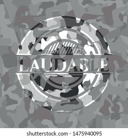 Laudable on grey camouflage pattern