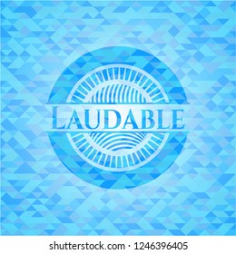 Laudable realistic sky blue mosaic emblem