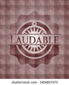 Laudable red geometric emblem. Seamless.